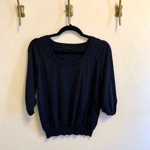 COS Navy Half-Sleeve Shirt with Elbow Patches
